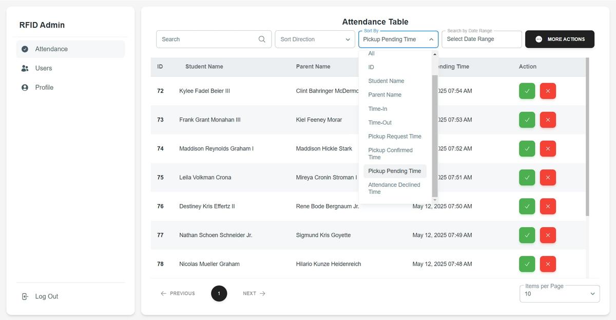 Screenshot of project RFID Attendance Monitoring