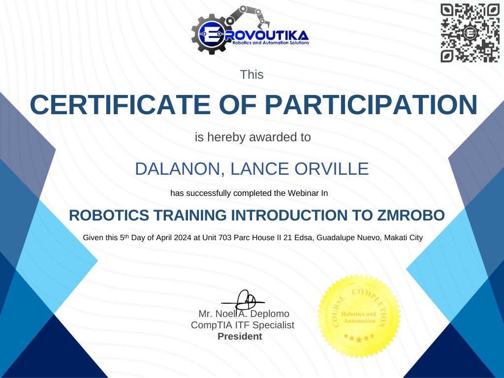 Robotics Training Introduction to ZMRobo - Issued in April 2024