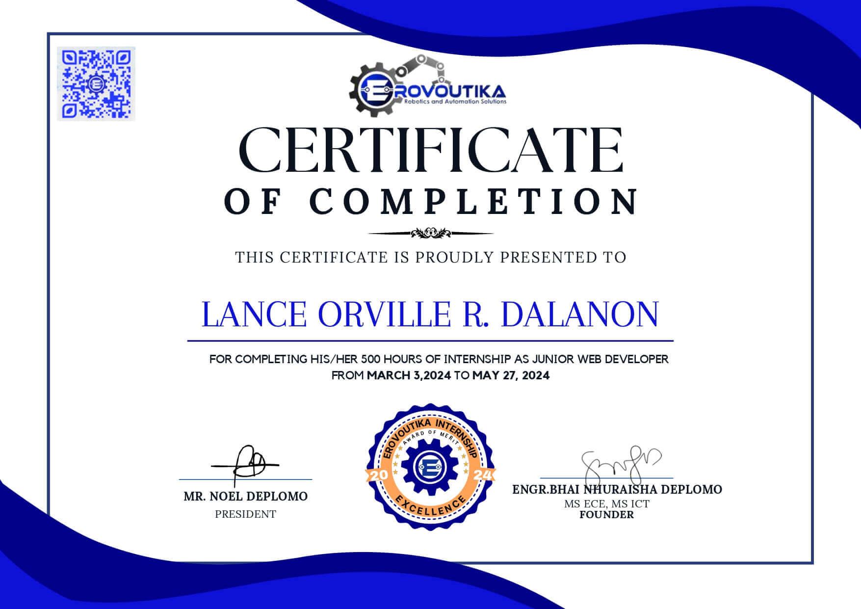 Certificate of Completion - Issued in June 2024